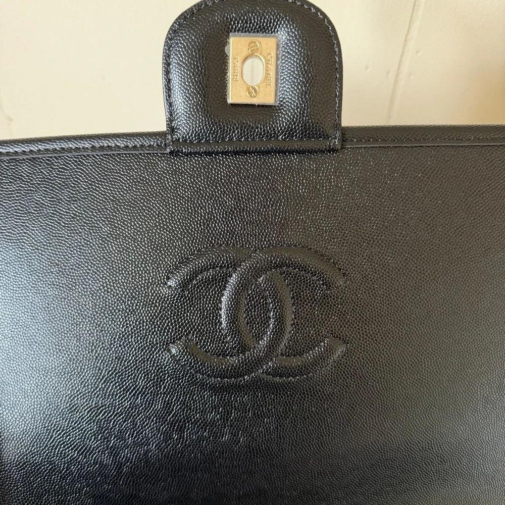 Chanel School Memory Large Flap Bag 22K Caviar Quilted Antique Gold Hardware NWT